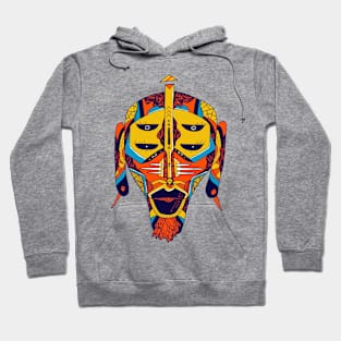 Orange Blue African Mask No 11 Hoodie